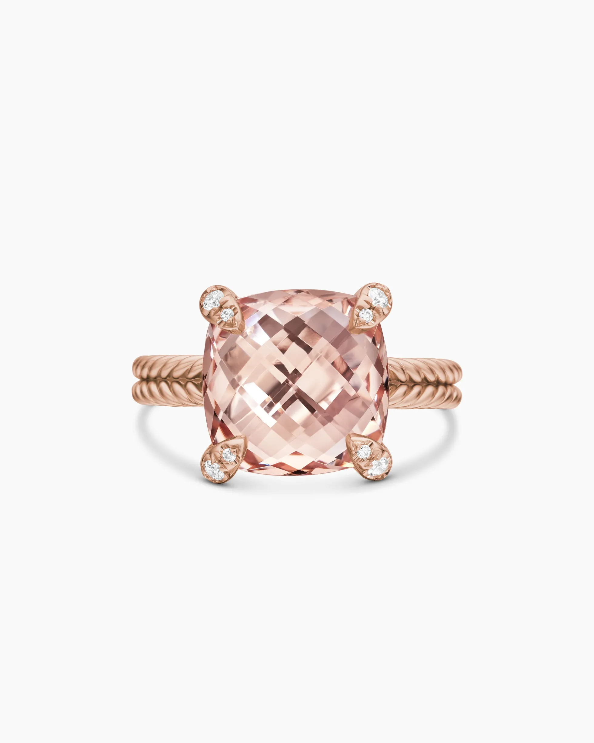 Chatelaine® Ring 18K Rose Gold with Morganite and Diamonds, 11mm