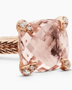 Chatelaine® Ring 18K Rose Gold with Morganite and Diamonds, 11mm