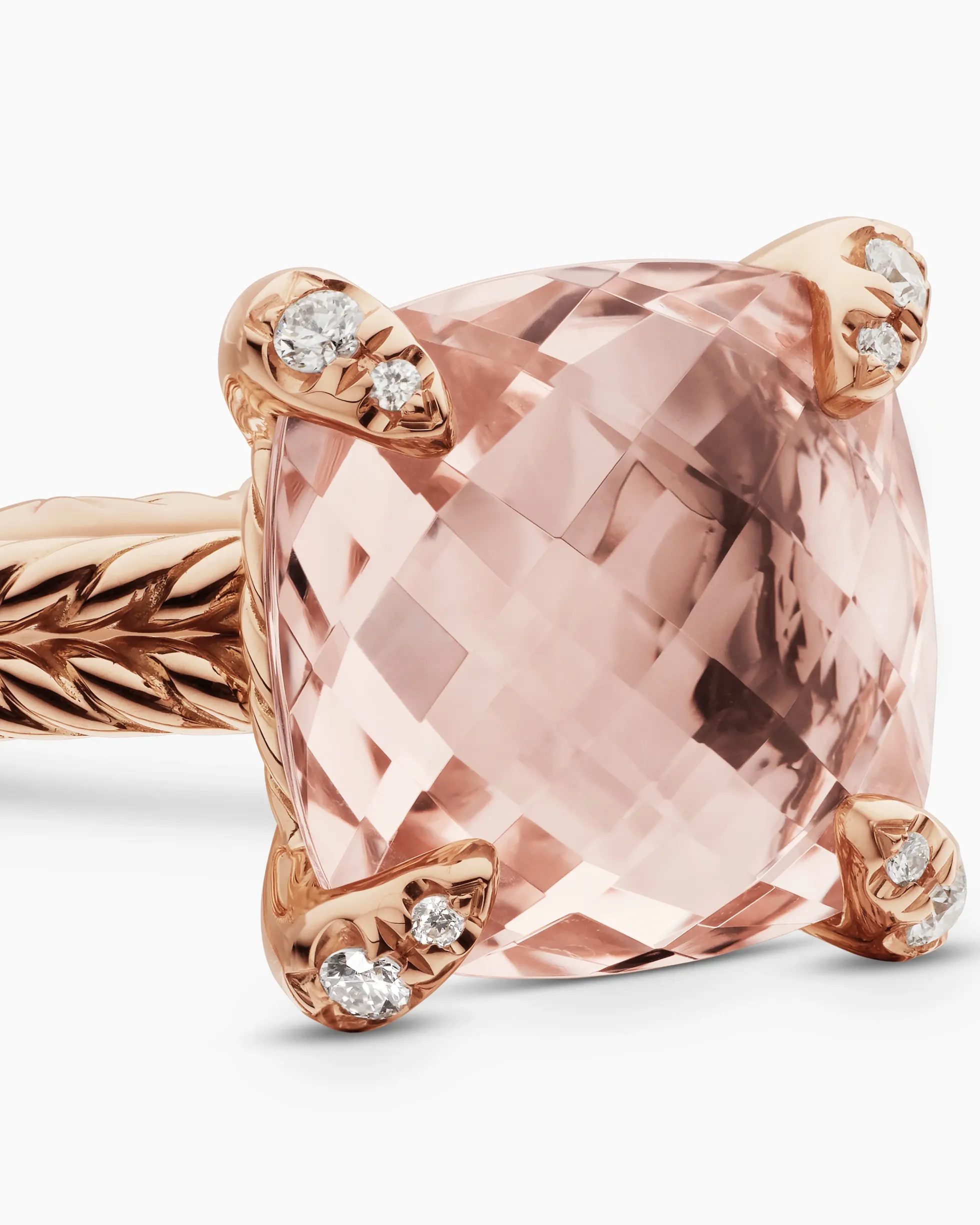 Chatelaine® Ring 18K Rose Gold with Morganite and Diamonds, 11mm