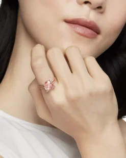 Chatelaine® Ring 18K Rose Gold with Morganite and Diamonds, 11mm