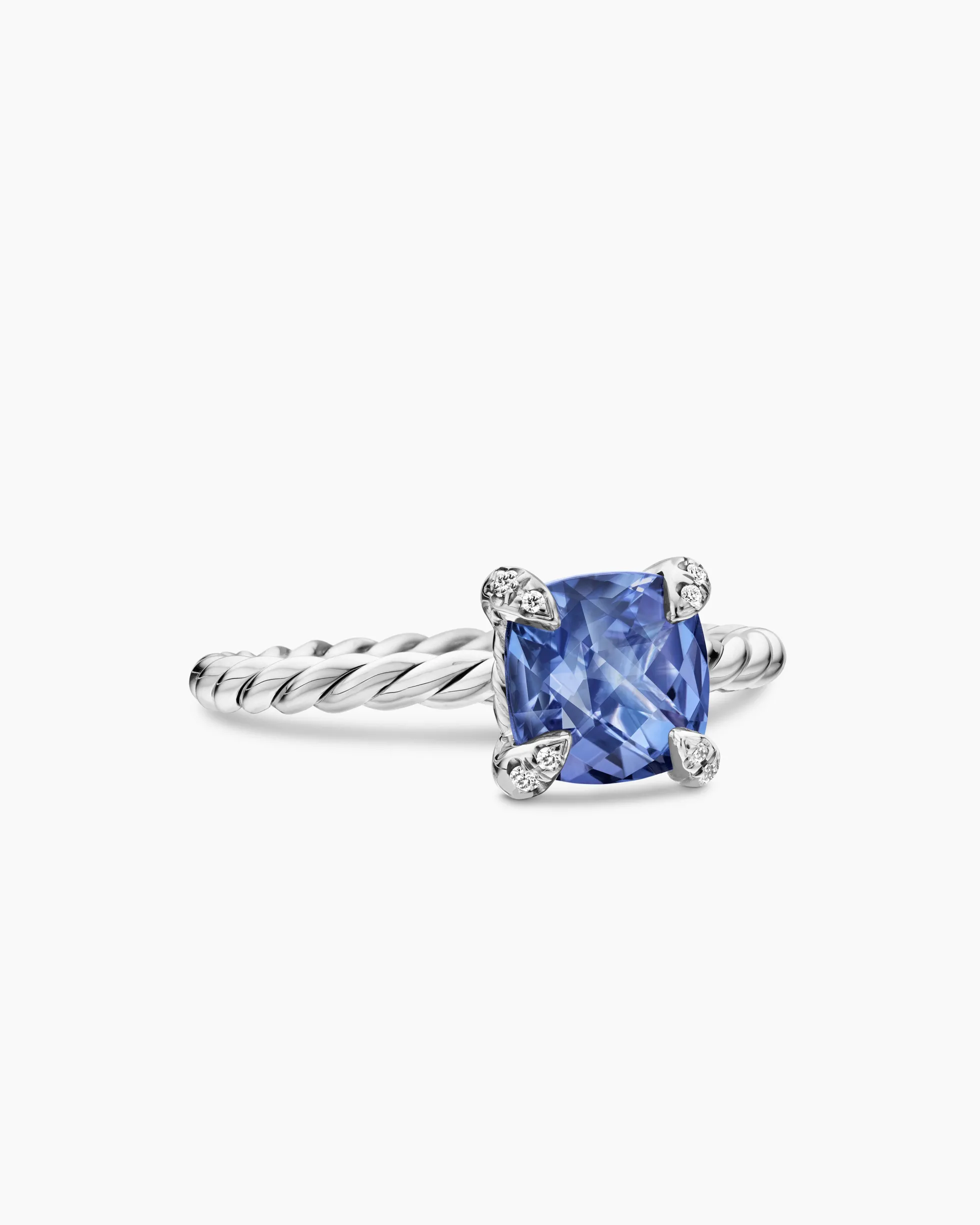 Chatelaine® Ring 18K White Gold with Tanzanite and Diamonds, 7mm