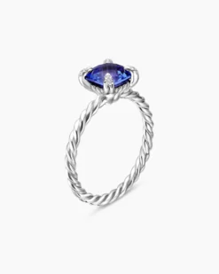 Chatelaine® Ring 18K White Gold with Tanzanite and Diamonds, 7mm