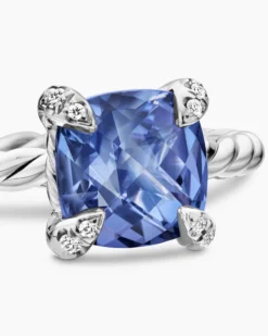 Chatelaine® Ring 18K White Gold with Tanzanite and Diamonds, 7mm