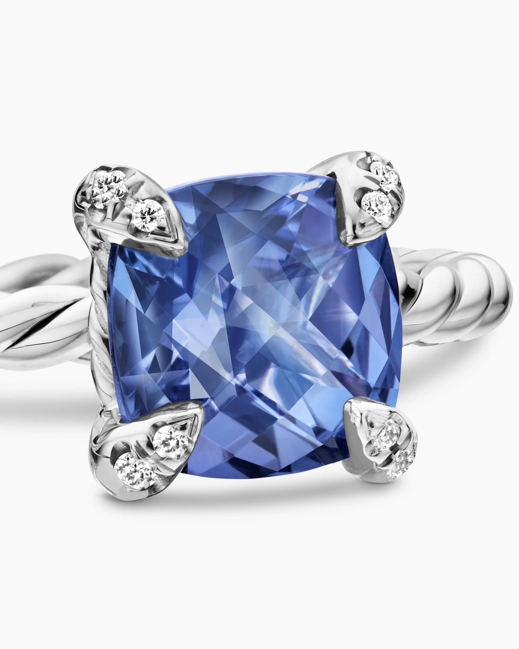 Chatelaine® Ring 18K White Gold with Tanzanite and Diamonds, 7mm