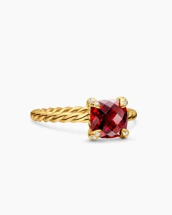 Chatelaine® Ring 18K Yellow Gold with Garnet and Diamonds, 7mm