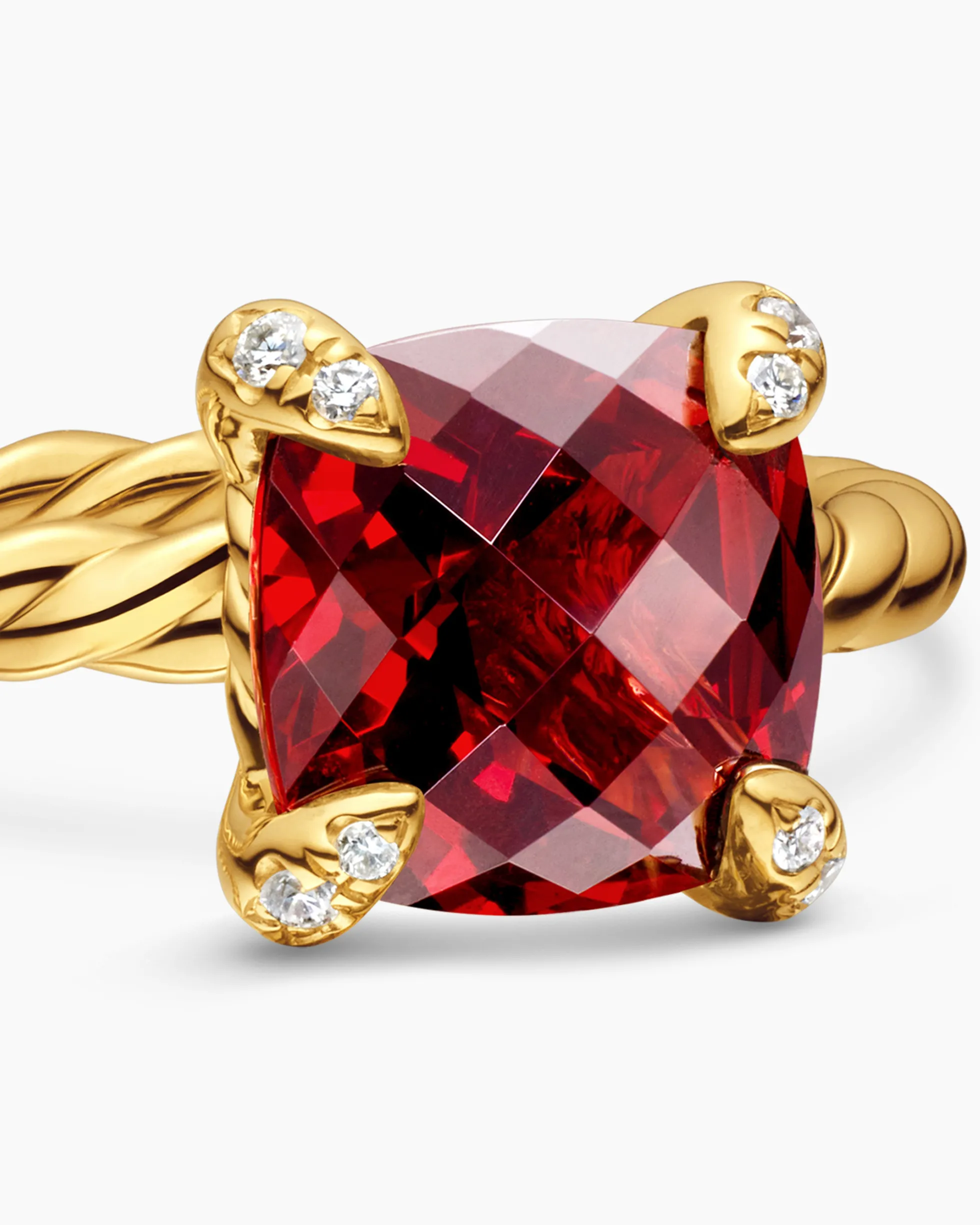 Chatelaine® Ring 18K Yellow Gold with Garnet and Diamonds, 7mm