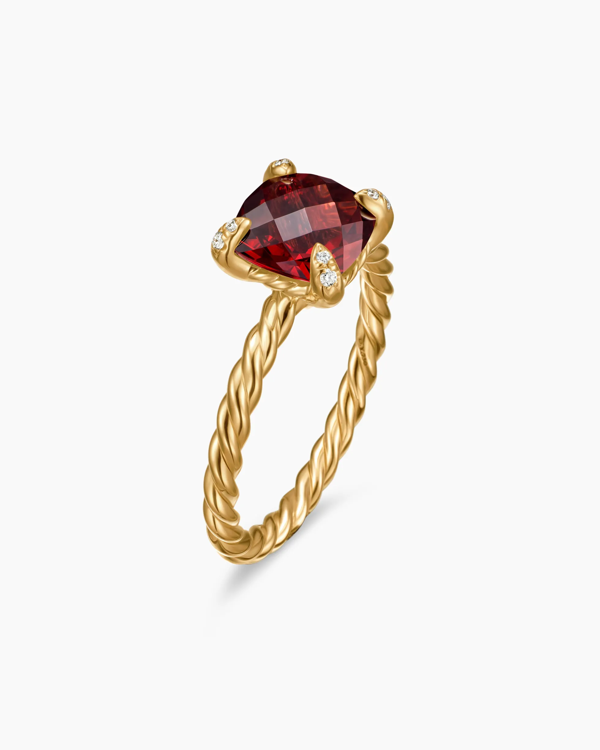 Chatelaine® Ring 18K Yellow Gold with Garnet and Diamonds, 7mm