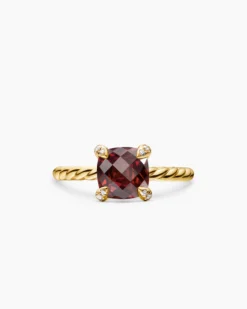 Chatelaine® Ring 18K Yellow Gold with Garnet and Diamonds, 7mm