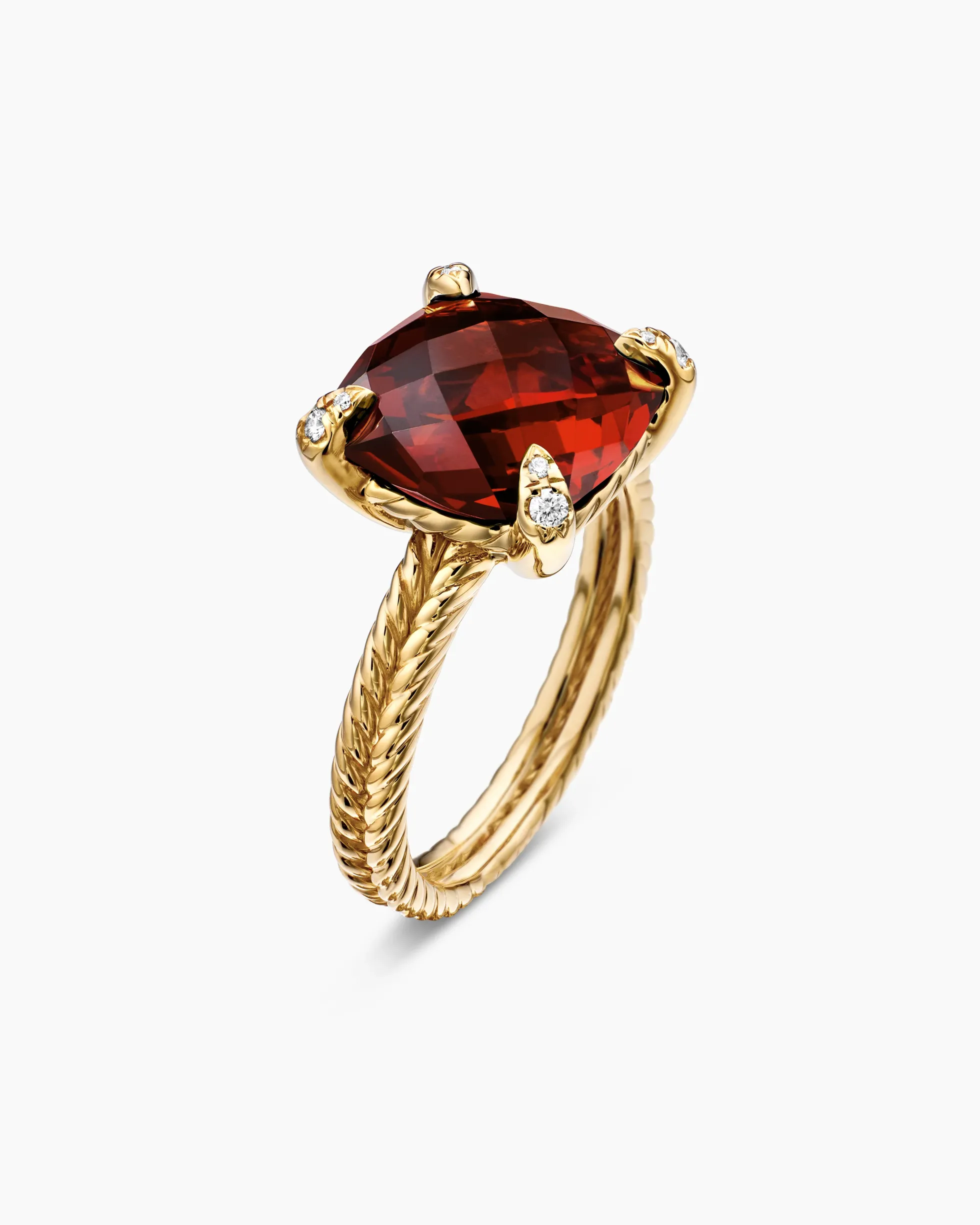 Chatelaine® Ring 18K Yellow Gold with Garnet and Diamonds, 11mm