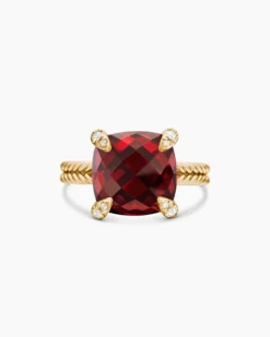 Chatelaine® Ring 18K Yellow Gold with Garnet and Diamonds, 11mm