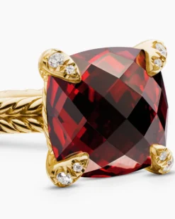 Chatelaine® Ring 18K Yellow Gold with Garnet and Diamonds, 11mm