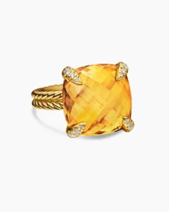 Chatelaine® Ring 18K Yellow Gold with Citrine and Diamonds, 14mm