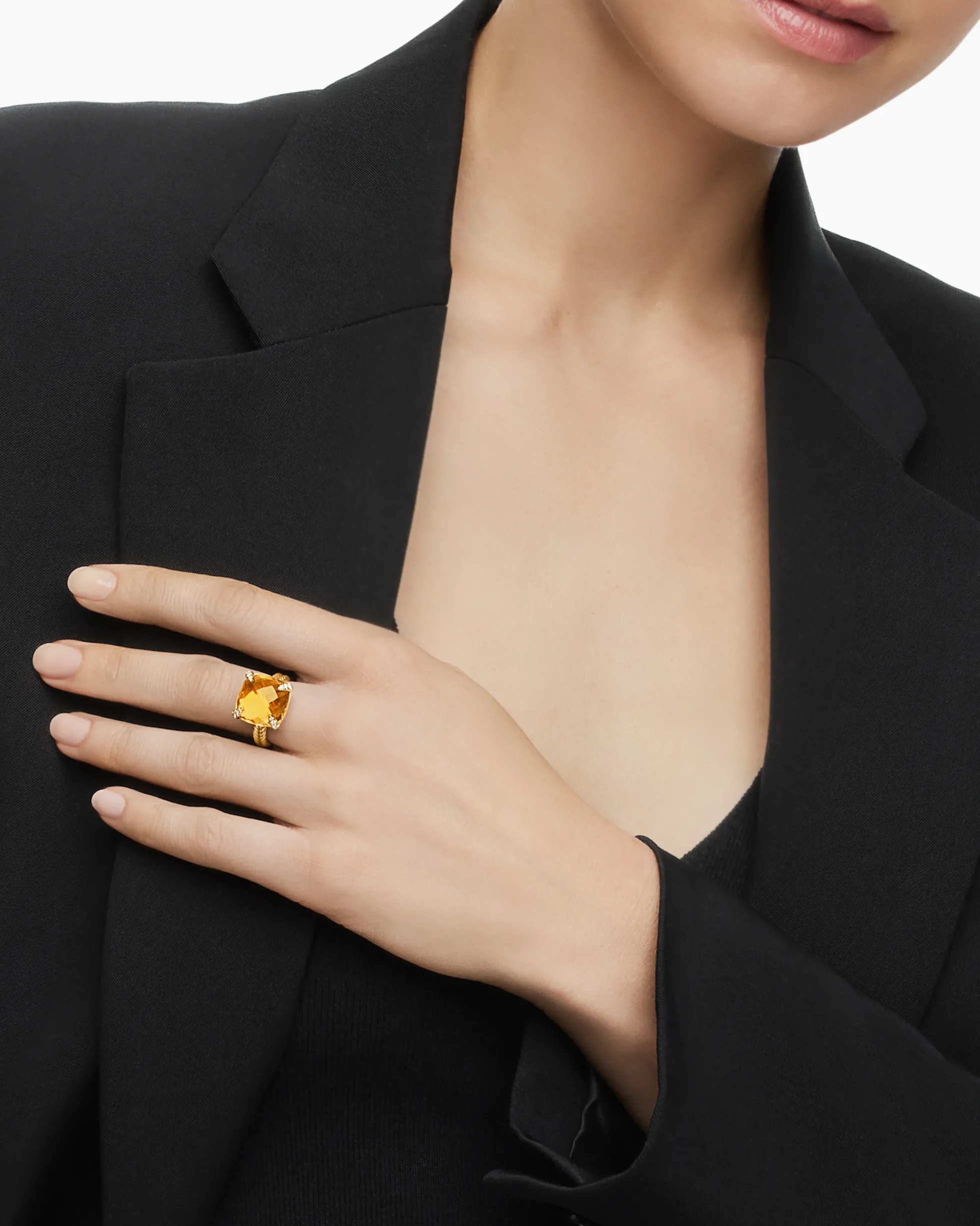 Chatelaine® Ring 18K Yellow Gold with Citrine and Diamonds, 14mm