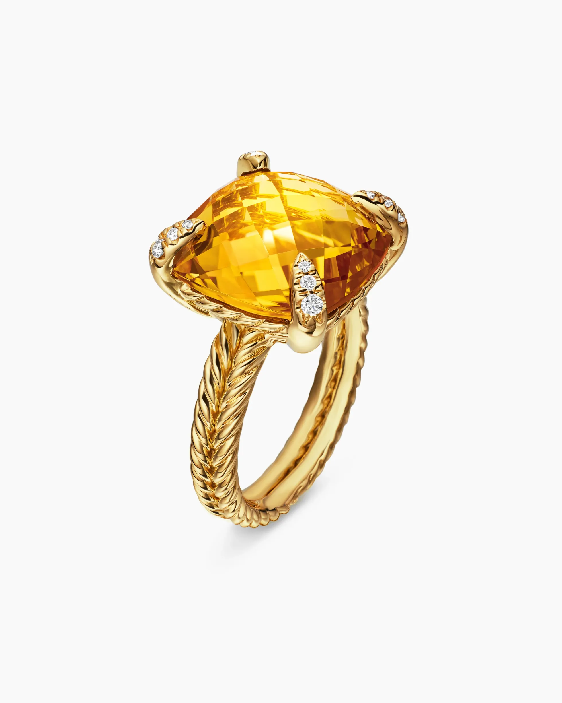 Chatelaine® Ring 18K Yellow Gold with Citrine and Diamonds, 14mm