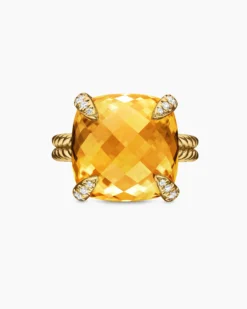 Chatelaine® Ring 18K Yellow Gold with Citrine and Diamonds, 14mm