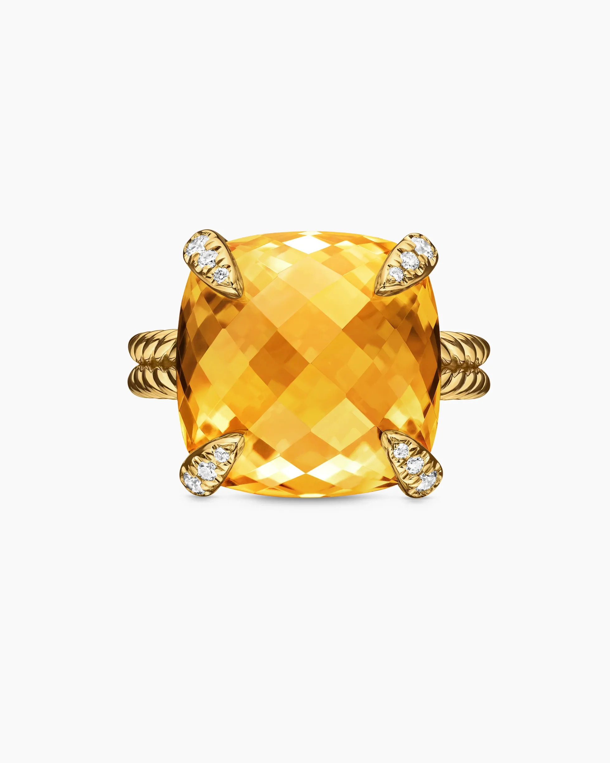 Chatelaine® Ring 18K Yellow Gold with Citrine and Diamonds, 14mm