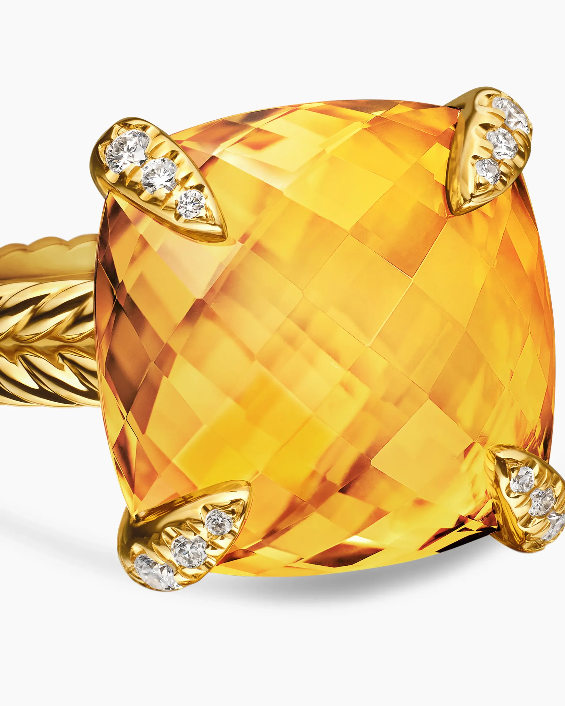 Chatelaine® Ring 18K Yellow Gold with Citrine and Diamonds, 14mm