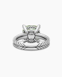 Chatelaine® Ring Sterling Silver with Prasiolite and Diamonds, 11mm
