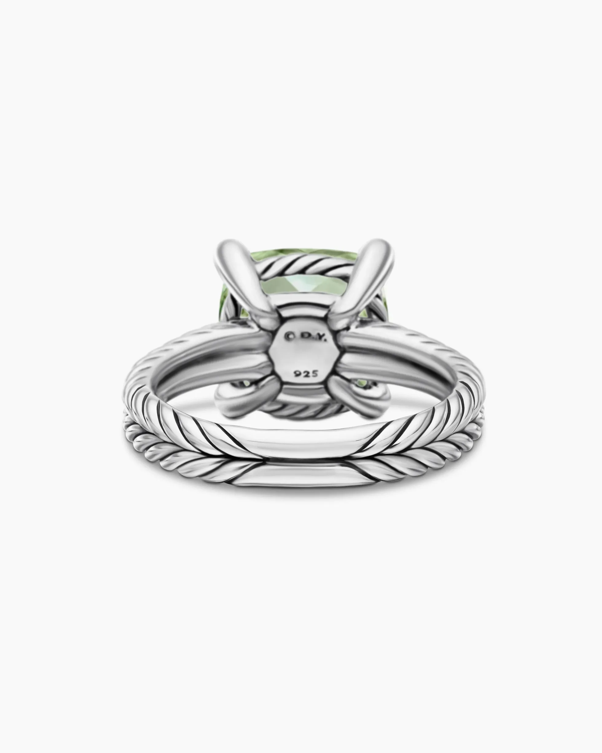 Chatelaine® Ring Sterling Silver with Prasiolite and Diamonds, 11mm