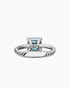 Chatelaine® Ring Sterling Silver with Blue Topaz and Diamonds, 8mm