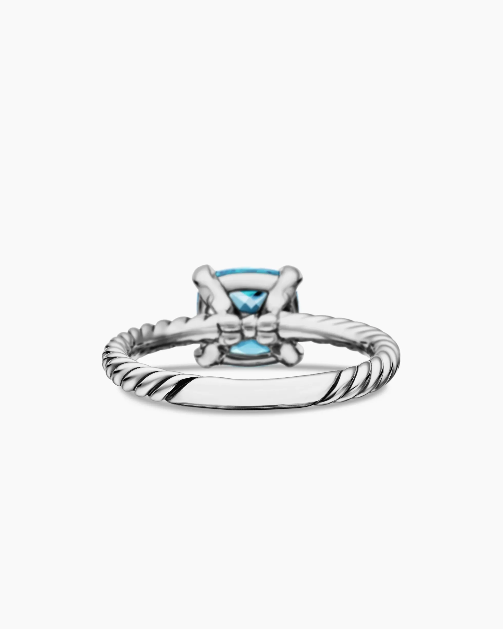 Chatelaine® Ring Sterling Silver with Blue Topaz and Diamonds, 8mm