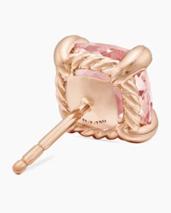 Chatelaine® Stud Earrings 18K Rose Gold with Morganite and Diamonds, 8mm