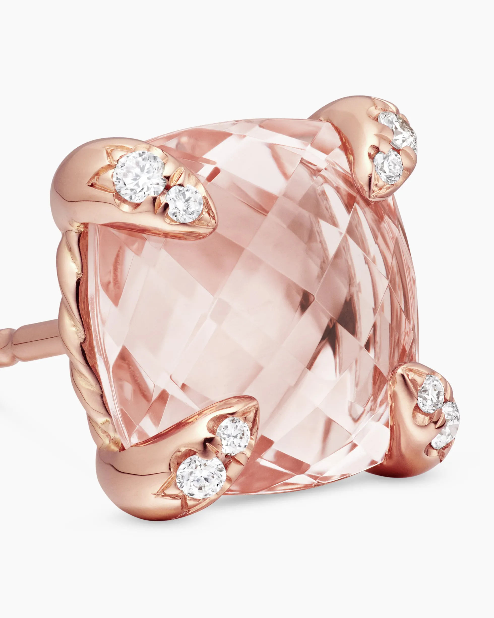 Chatelaine® Stud Earrings 18K Rose Gold with Morganite and Diamonds, 8mm
