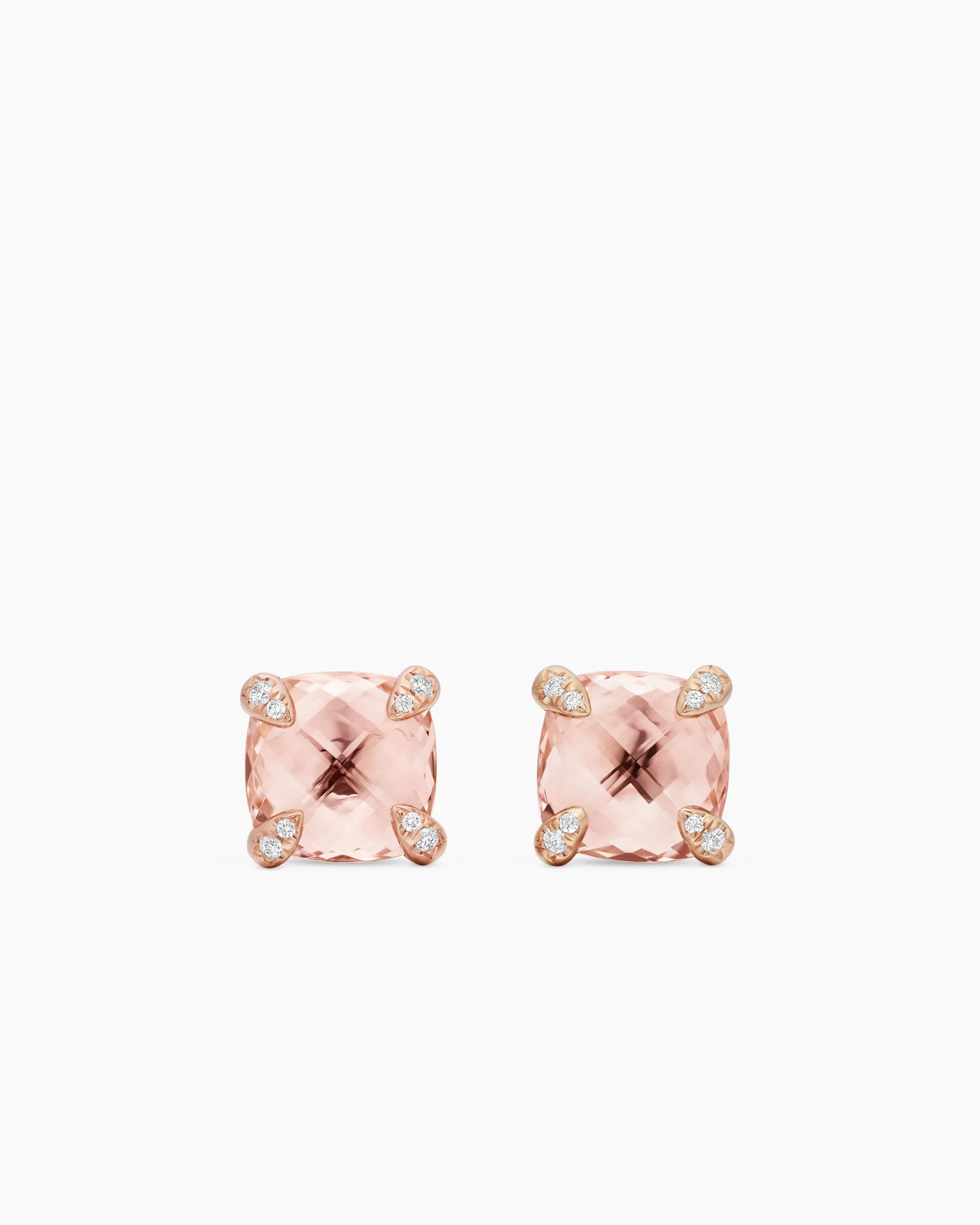 Chatelaine® Stud Earrings 18K Rose Gold with Morganite and Diamonds, 8mm