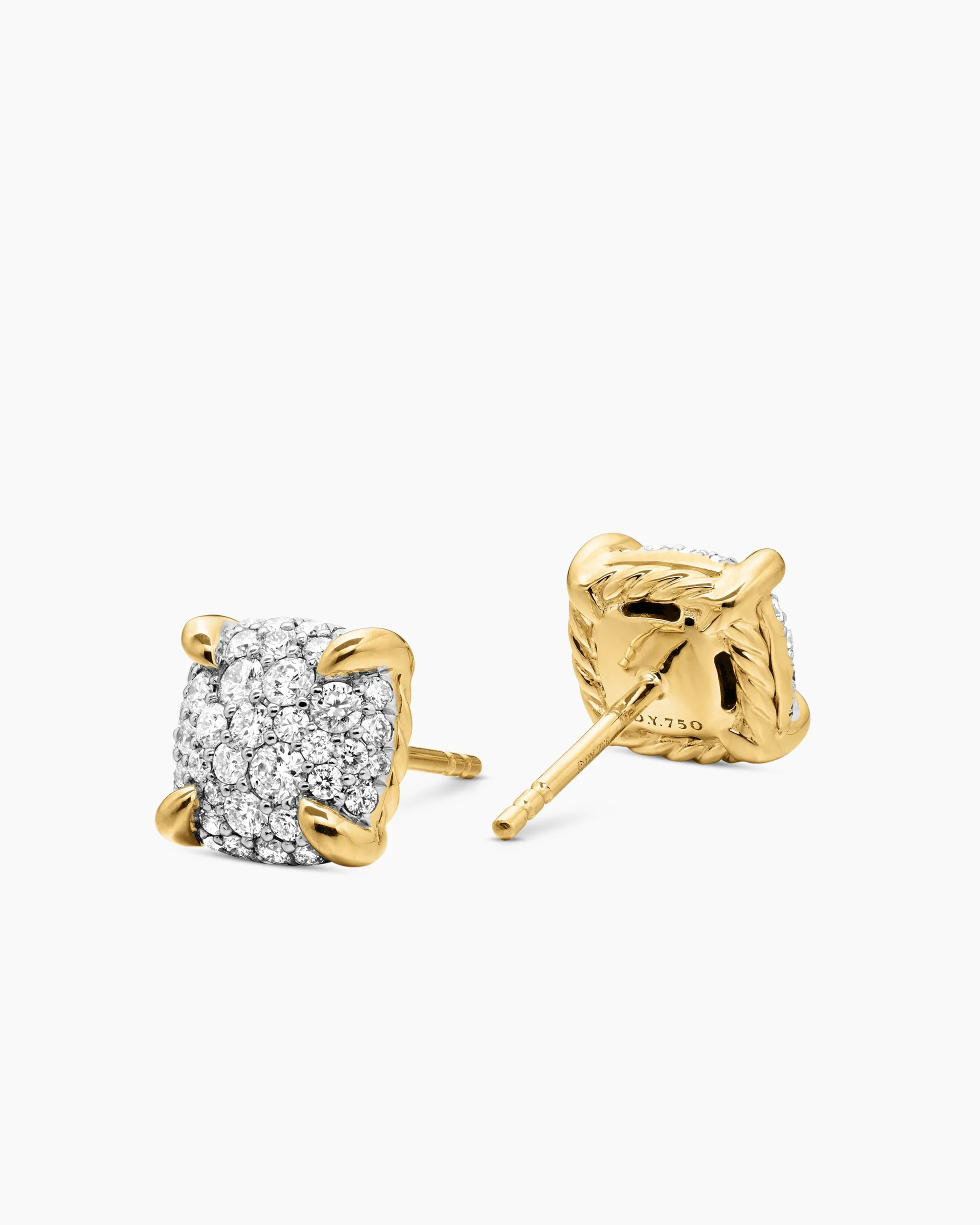 Chatelaine® Stud Earrings 18K Yellow Gold with Pavé Diamonds, 8mm