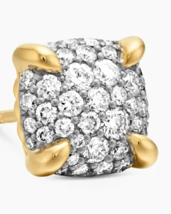 Chatelaine® Stud Earrings 18K Yellow Gold with Pavé Diamonds, 8mm