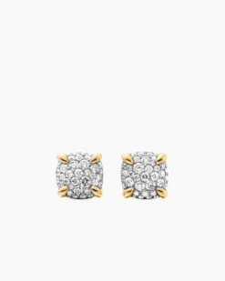 Chatelaine® Stud Earrings 18K Yellow Gold with Pavé Diamonds, 8mm
