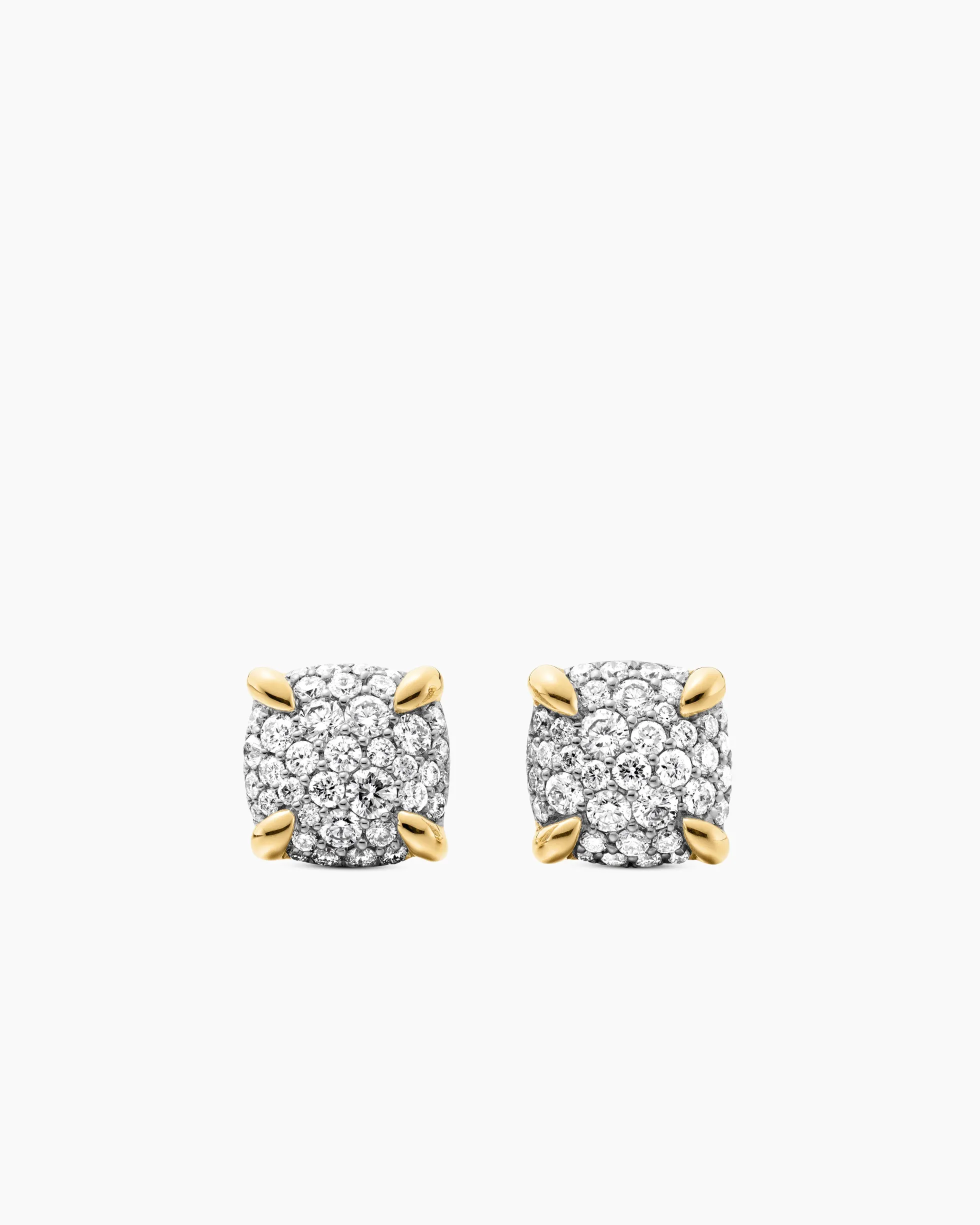 Chatelaine® Stud Earrings 18K Yellow Gold with Pavé Diamonds, 8mm
