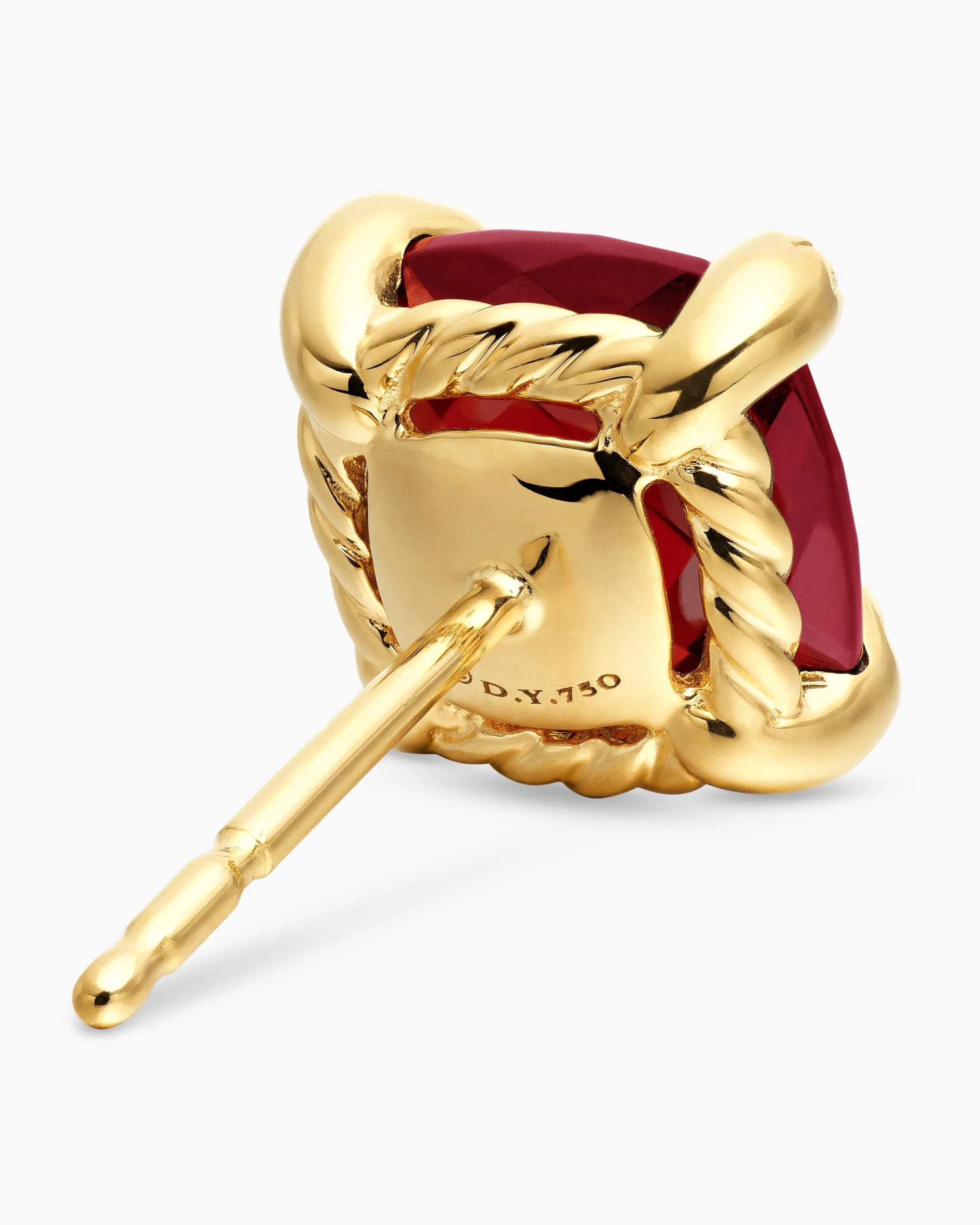 Chatelaine® Stud Earrings 18K Yellow Gold with Garnet and Diamonds, 8mm