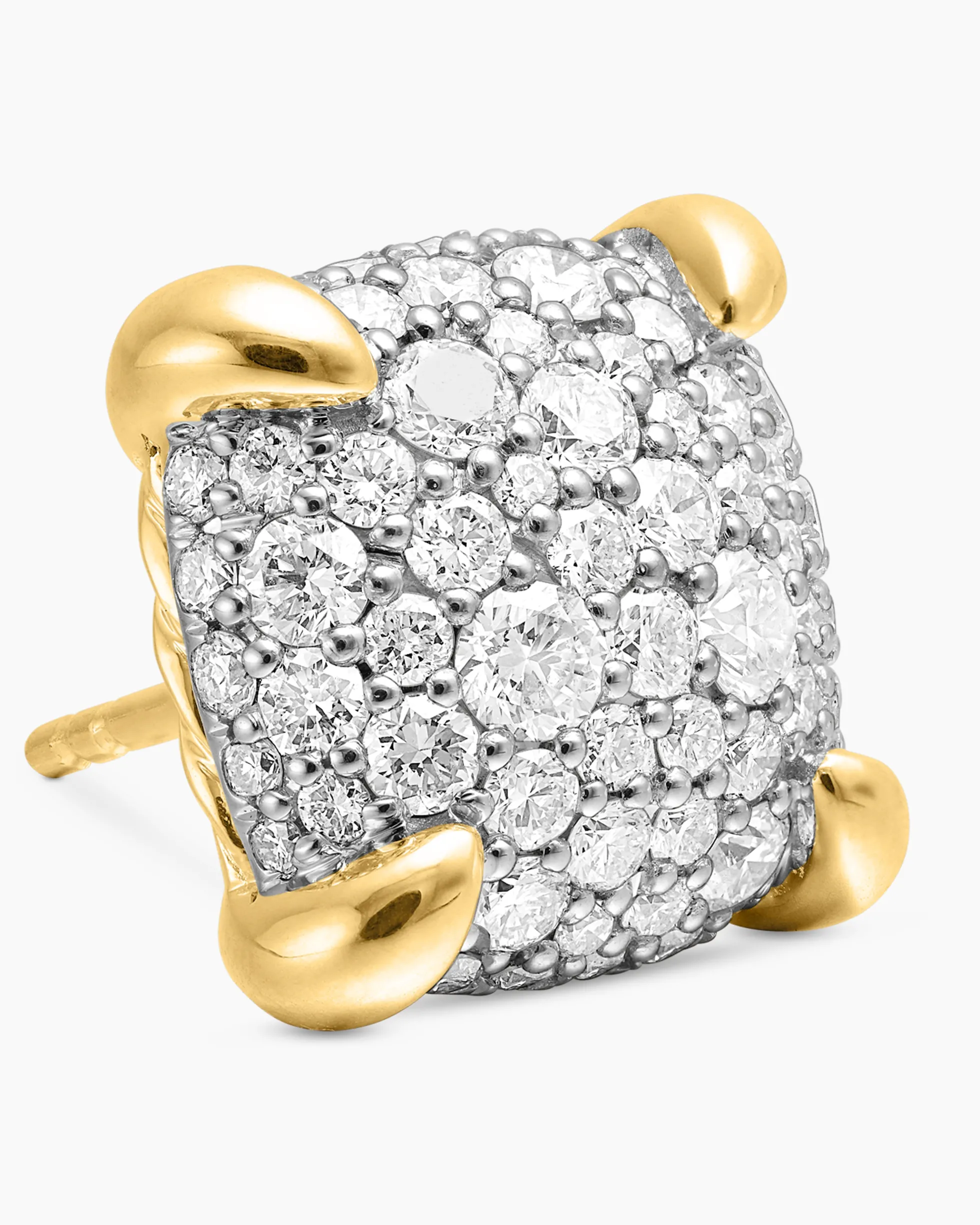 Chatelaine® Stud Earrings 18K Yellow Gold with Pavé Diamonds, 11mm