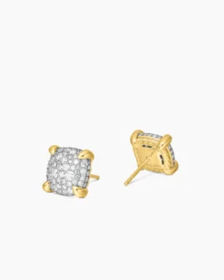 Chatelaine® Stud Earrings 18K Yellow Gold with Pavé Diamonds, 11mm