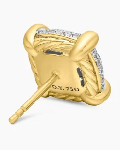 Chatelaine® Stud Earrings 18K Yellow Gold with Pavé Diamonds, 11mm