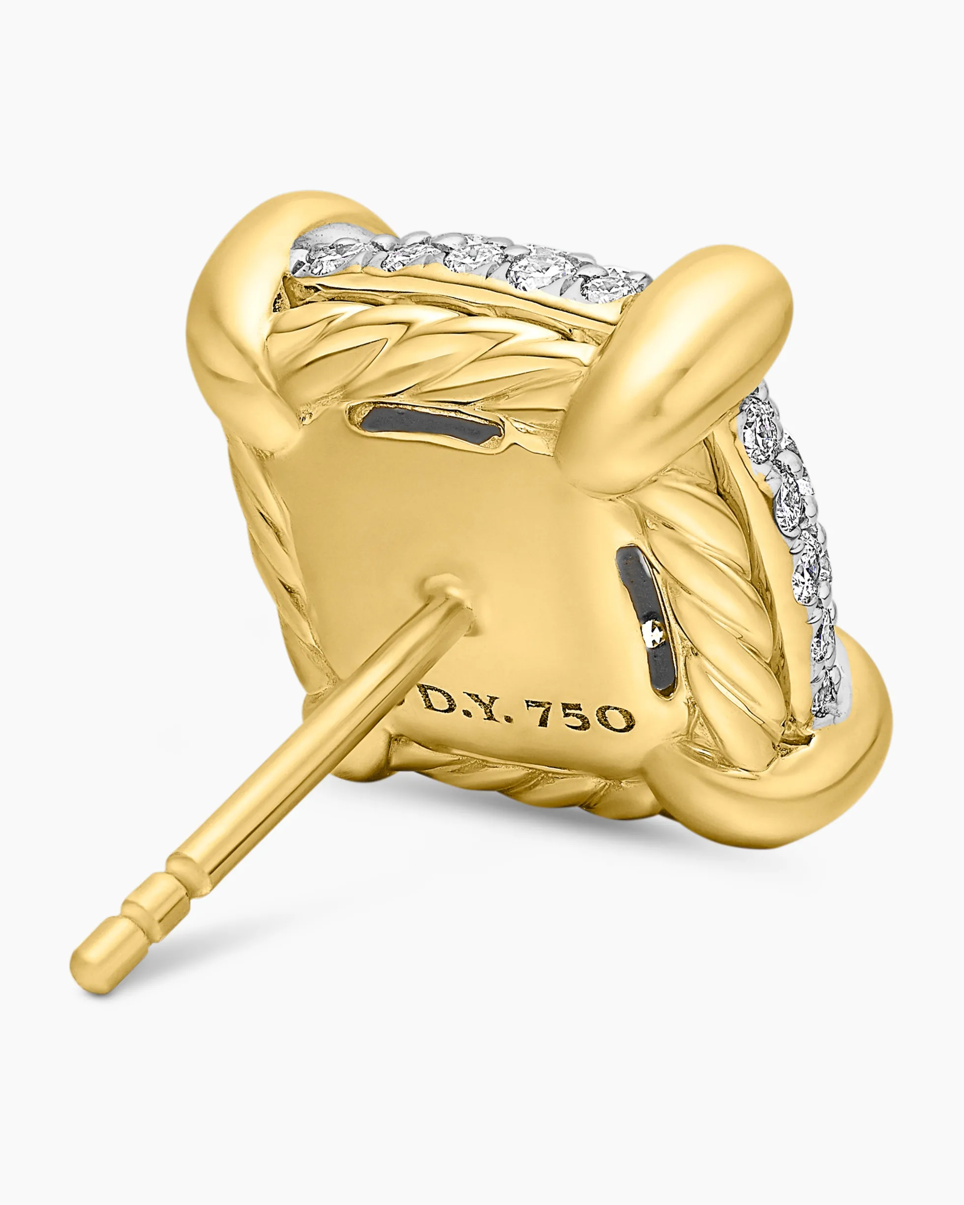 Chatelaine® Stud Earrings 18K Yellow Gold with Pavé Diamonds, 11mm