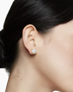 Chatelaine® Stud Earrings 18K Yellow Gold with Pavé Diamonds, 11mm