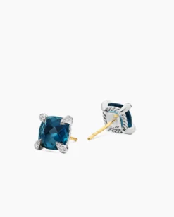 Chatelaine® Stud Earrings Sterling Silver with Hampton Blue Topaz and Diamonds, 9mm
