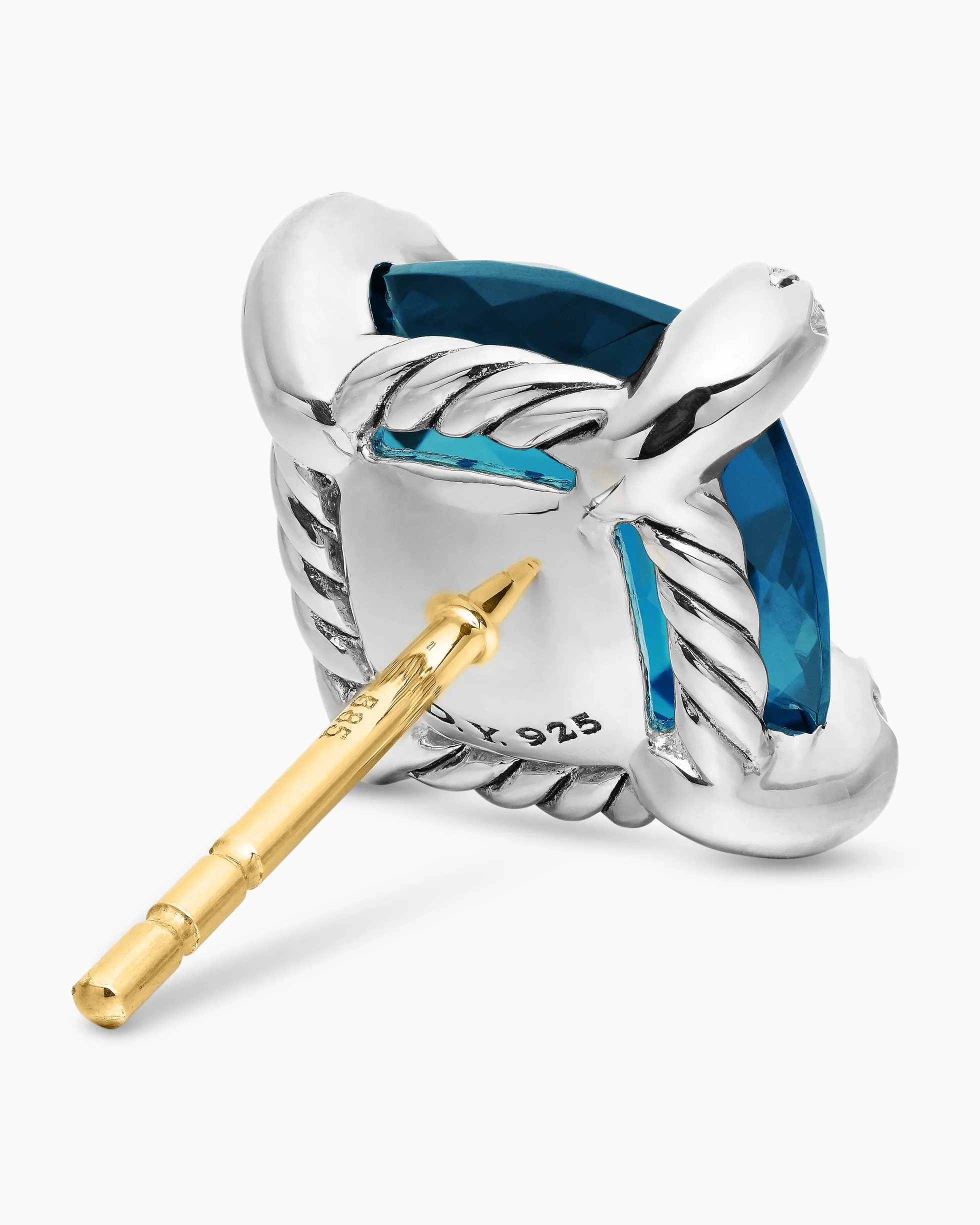 Chatelaine® Stud Earrings Sterling Silver with Hampton Blue Topaz and Diamonds, 9mm