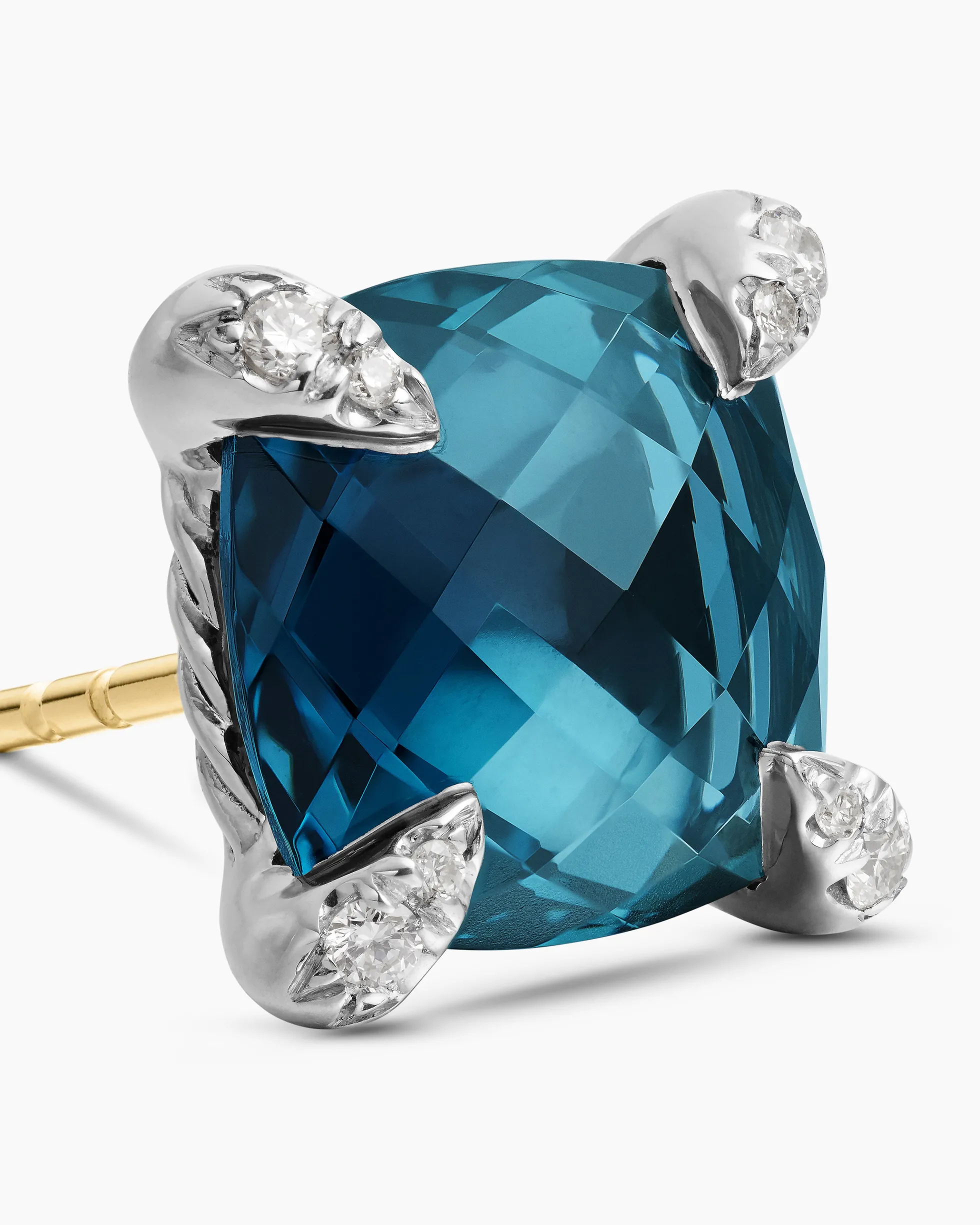 Chatelaine® Stud Earrings Sterling Silver with Hampton Blue Topaz and Diamonds, 9mm