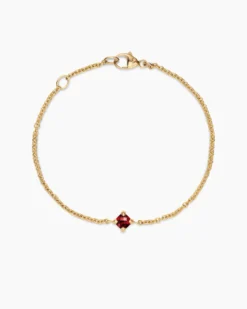 Chatelaine® Teen Bracelet 18K Yellow Gold with Garnet, 4mm