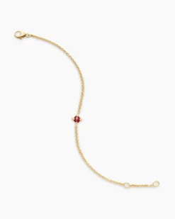 Chatelaine® Teen Bracelet 18K Yellow Gold with Garnet, 4mm
