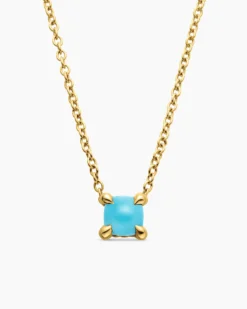 Chatelaine® Teen Necklace 18K Yellow Gold with Turquoise, 4mm