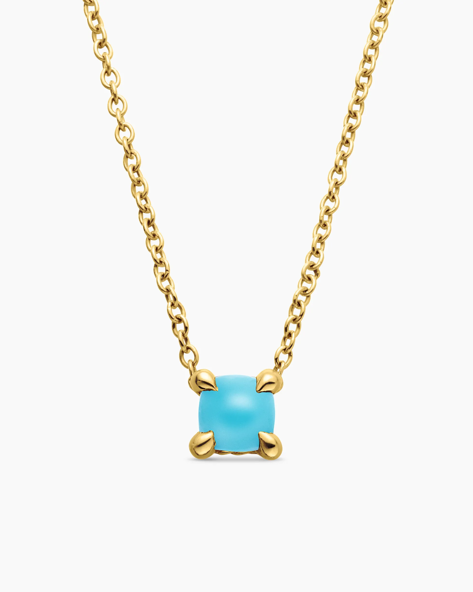 Chatelaine® Teen Necklace 18K Yellow Gold with Turquoise, 4mm