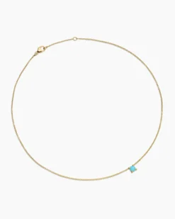 Chatelaine® Teen Necklace 18K Yellow Gold with Turquoise, 4mm