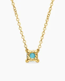 Chatelaine® Teen Necklace 18K Yellow Gold with Turquoise, 4mm