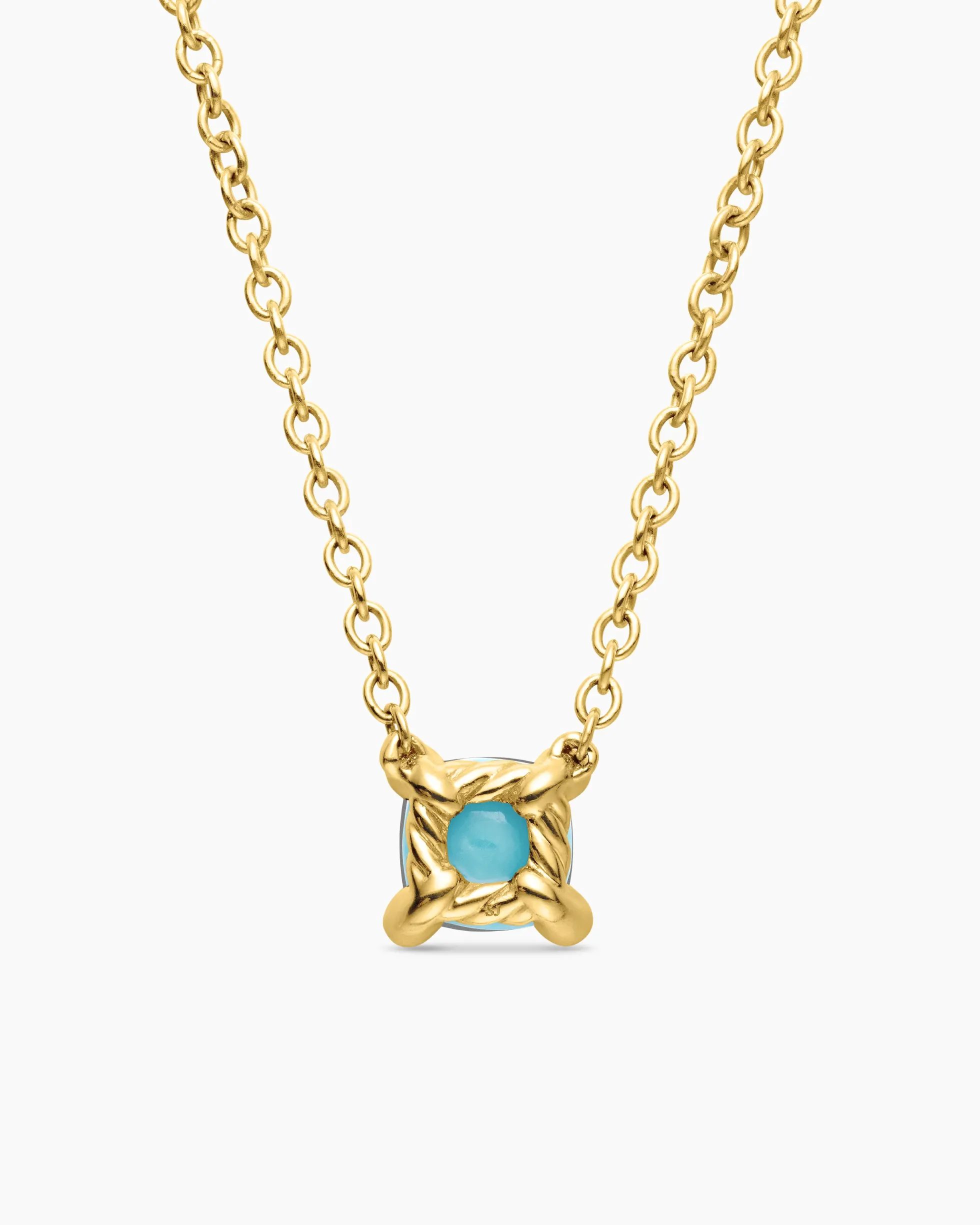 Chatelaine® Teen Necklace 18K Yellow Gold with Turquoise, 4mm