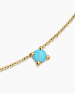 Chatelaine® Teen Necklace 18K Yellow Gold with Turquoise, 4mm