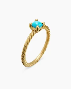 Chatelaine® Teen Ring 18K Yellow Gold with Turquoise, 4mm